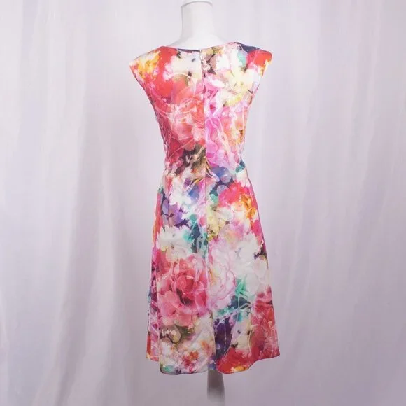 SUZI CHIN FOR MAGGY BOUTIQUE 100% Linen Draped Dress Size 14 - Picture 2 of 3